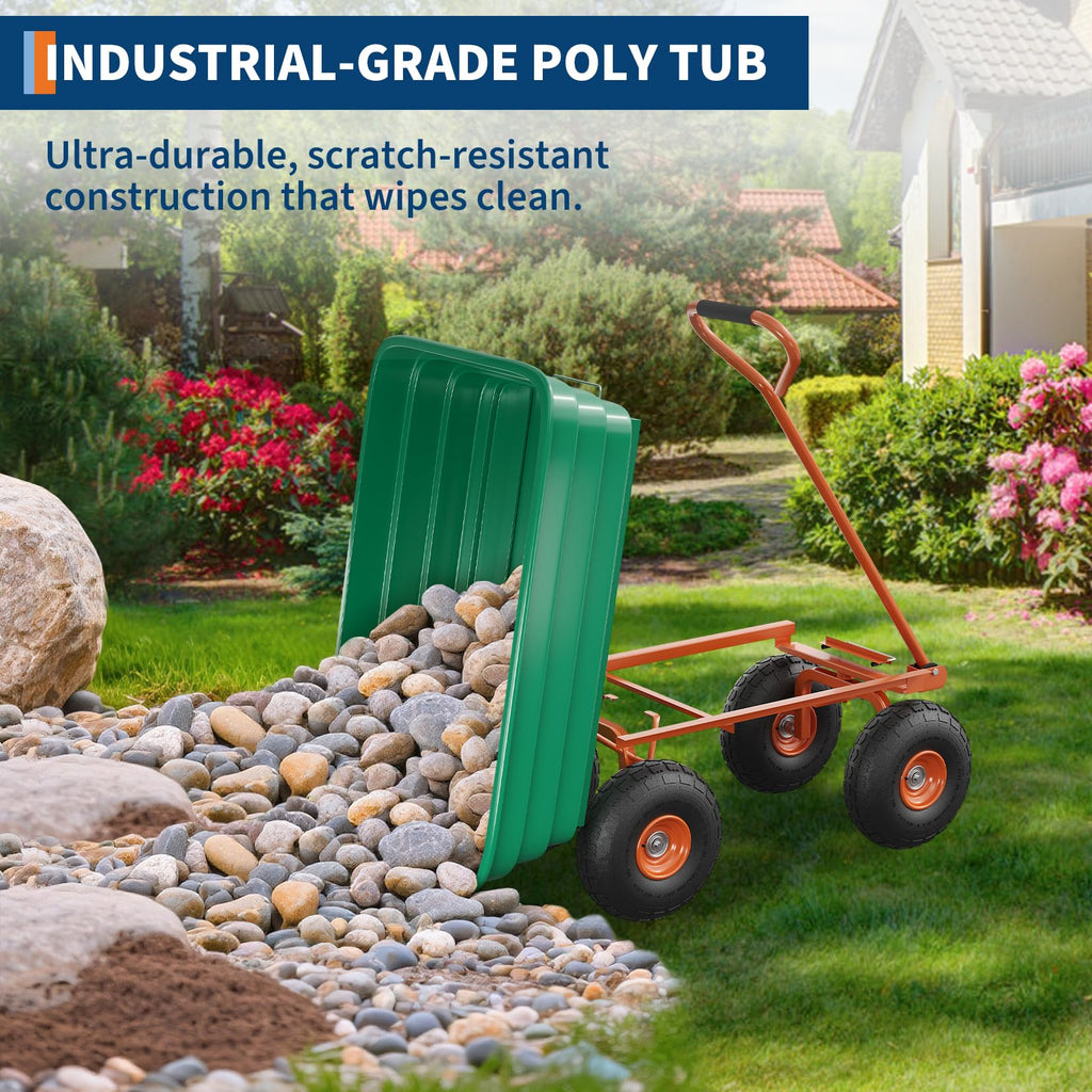 Heavy Duty 4 Cu Ft 1200Lbs Utility Wagon with 10" No-Flat Tires K853