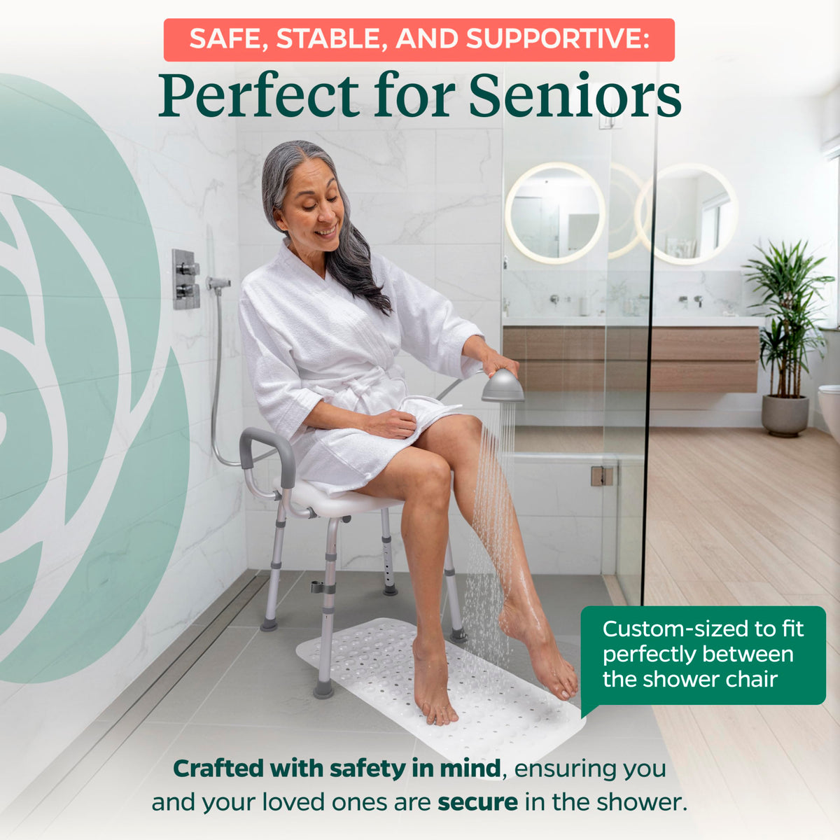 Adjustable Shower Chair with Mat Y12486