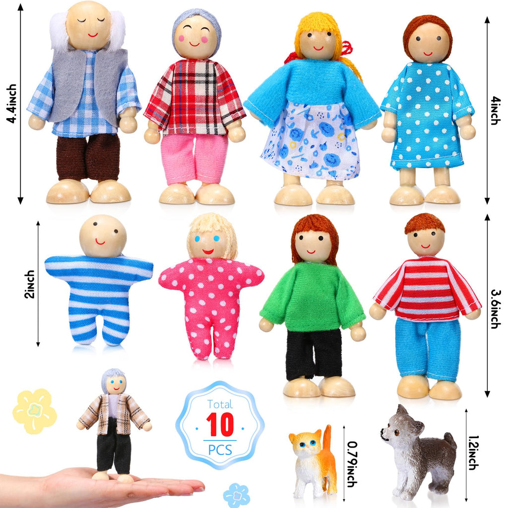 Wooden Dollhouse Family Set Mini People I6872