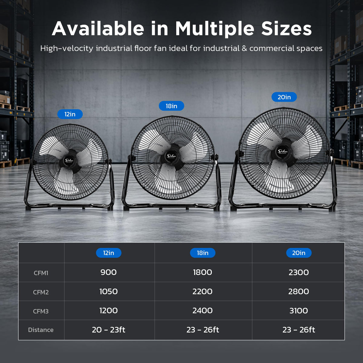 12 Inch 3-Speed Oscillating Metal Floor Fan E694497