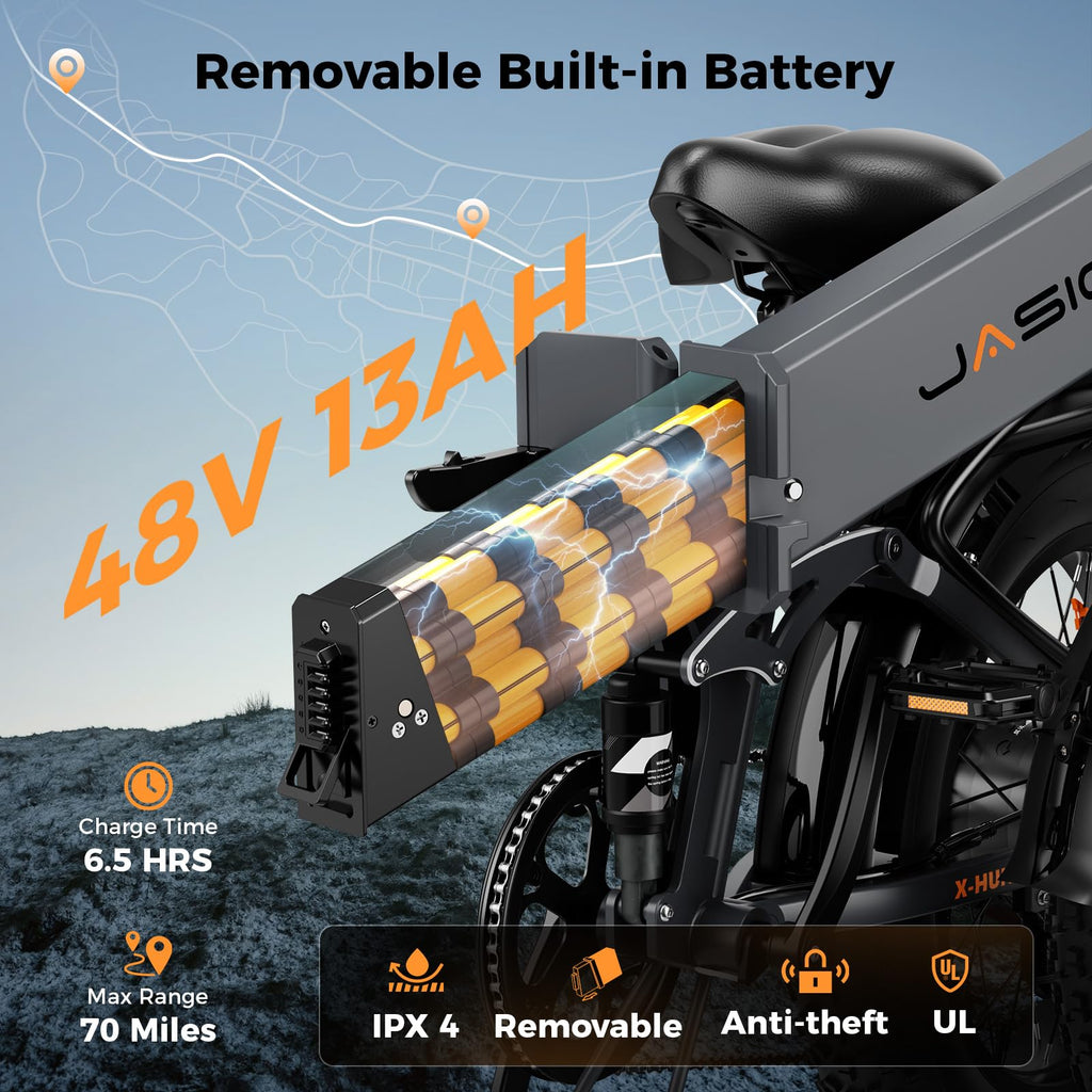 1400W 30MPH 48V 13AH Fat Tire Foldable Electric Bike W61600