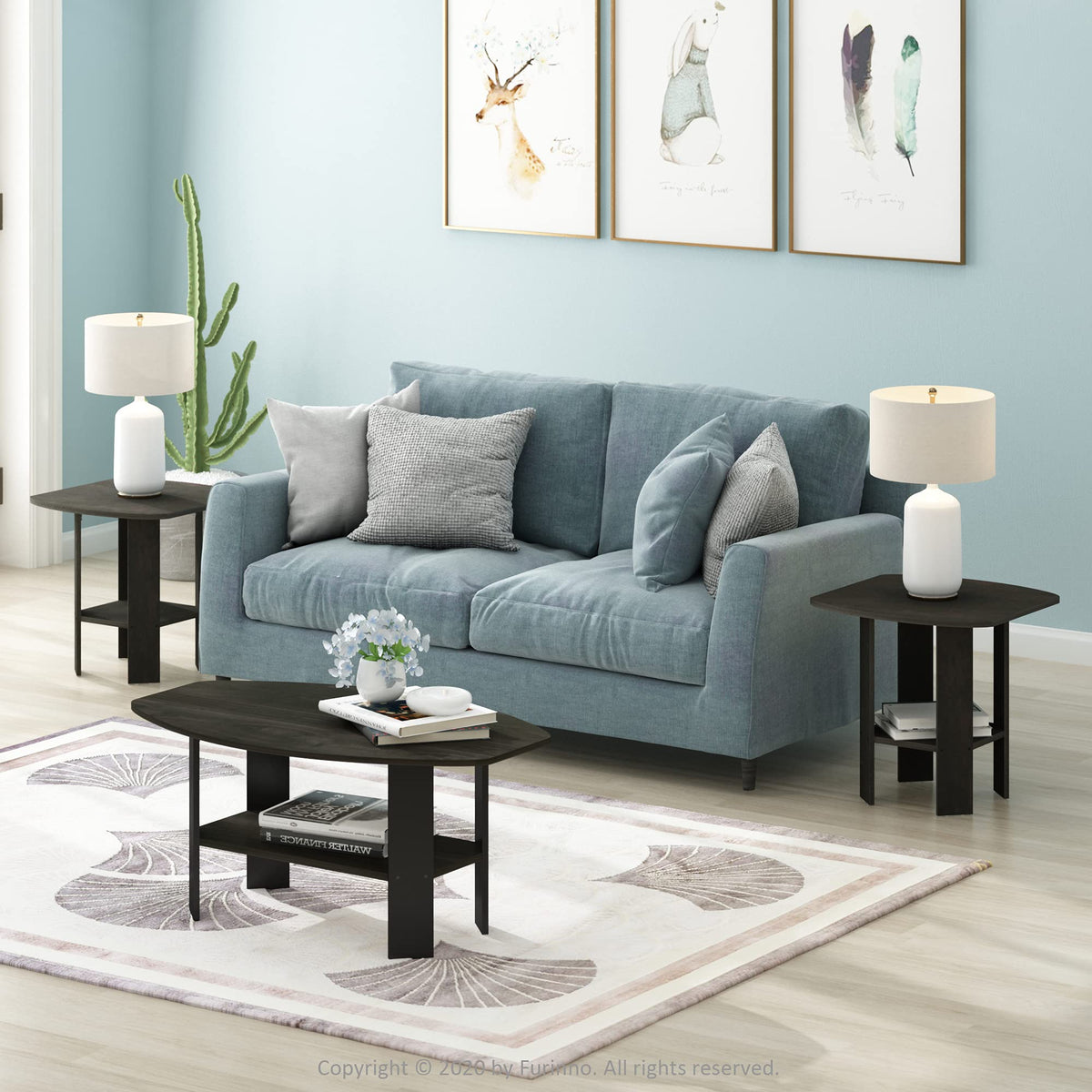 Set of 2 Espresso 2-Tier Side Table L894