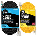 Black Oil Resistant 12 Gauge Extension Cord 100 ft and Yellow 10 Gauge Extension Cord 75 ft F27830