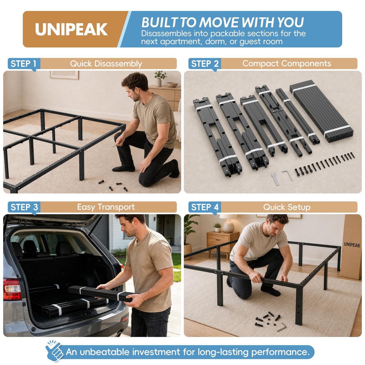 Queen Metal Platform Bed Frame with Storage A9988