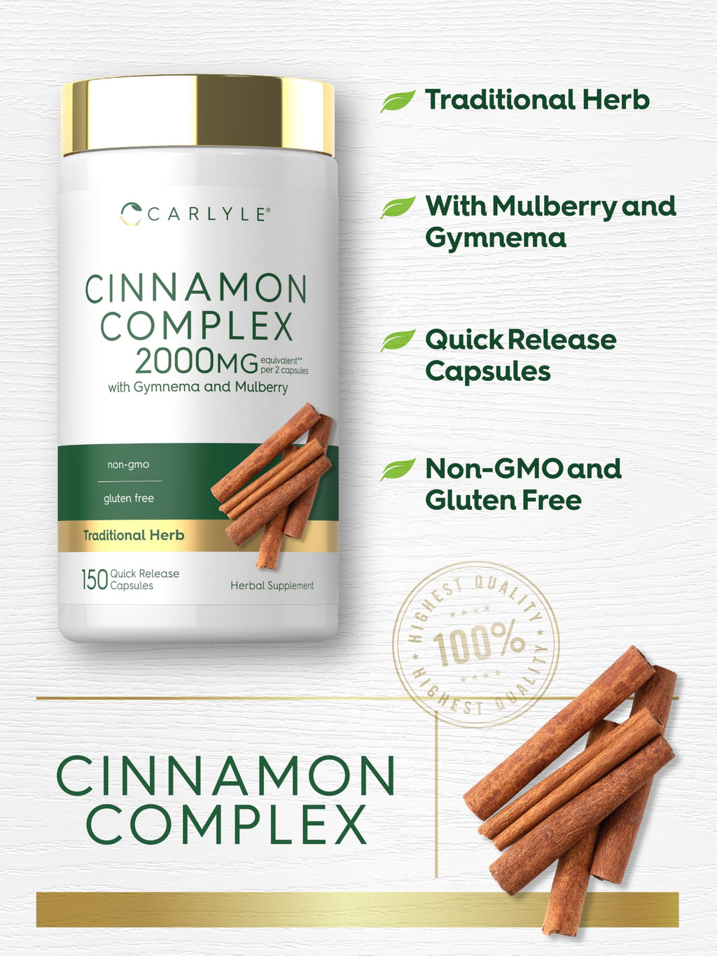 Cinnamon Complex with Gymnema and Mulberry 150 Capsules U720