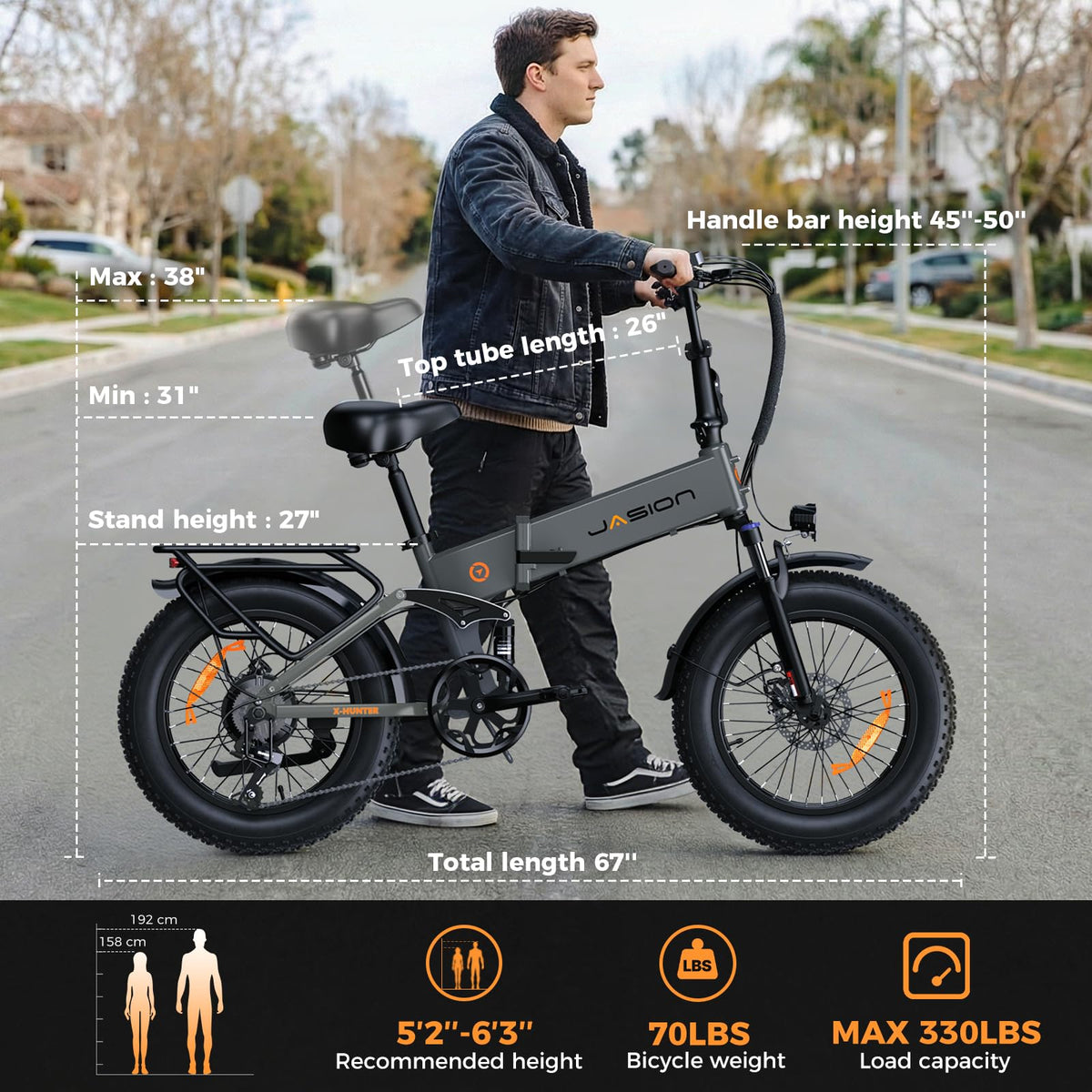 1400W 30MPH 48V 13AH Fat Tire Foldable Electric Bike W61600