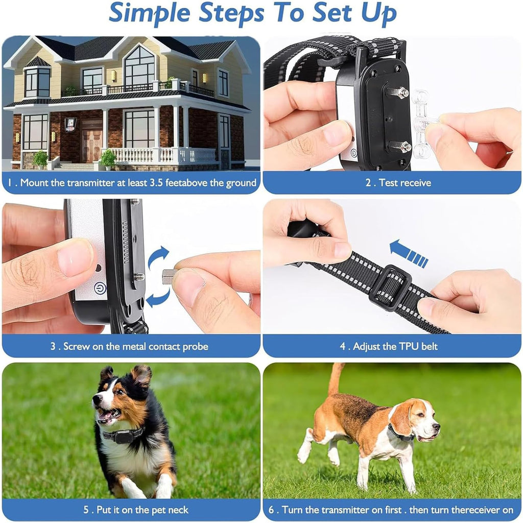 Wireless Electric Dog Fence & Training Collar 2-in-1, Waterproof Rechargeable, Up to 8 Acre E293015