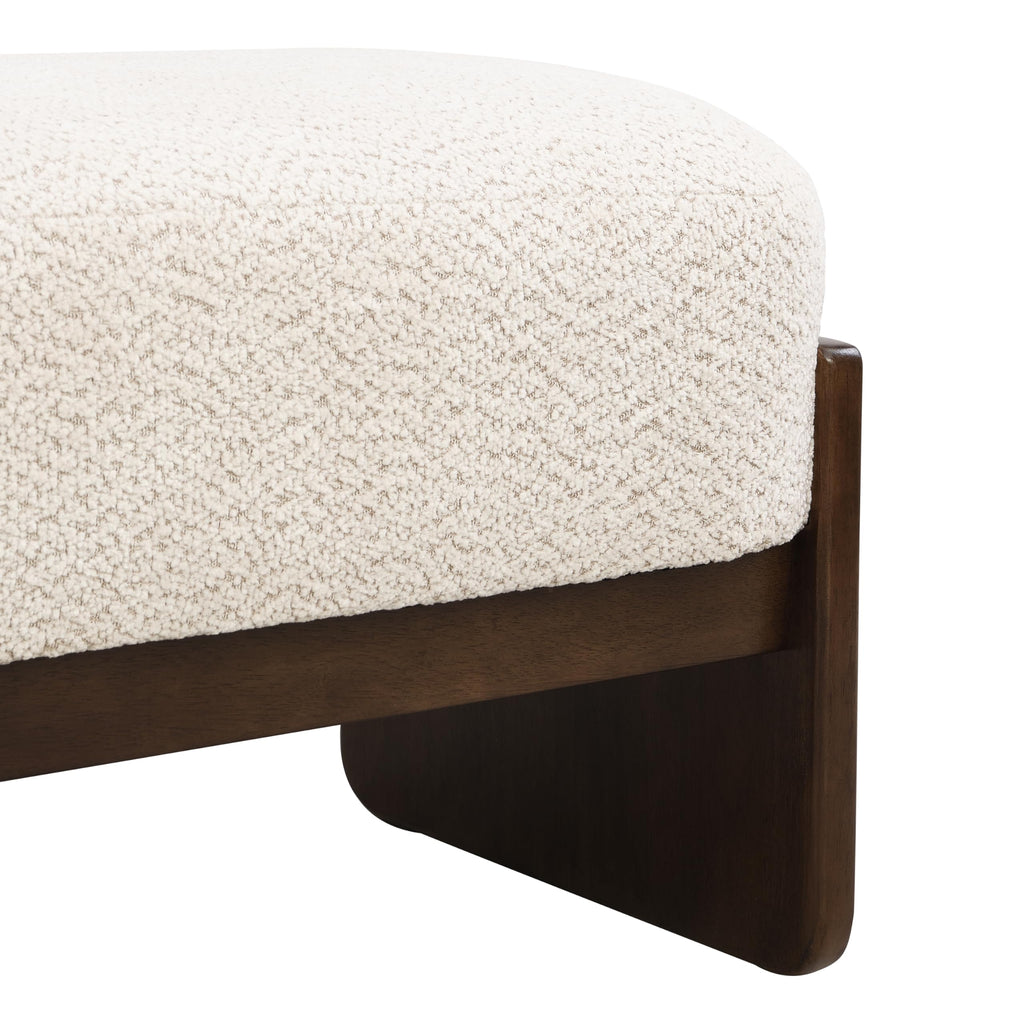 Beige Brown Loop Yarn Fabric Ottoman Bench H672861