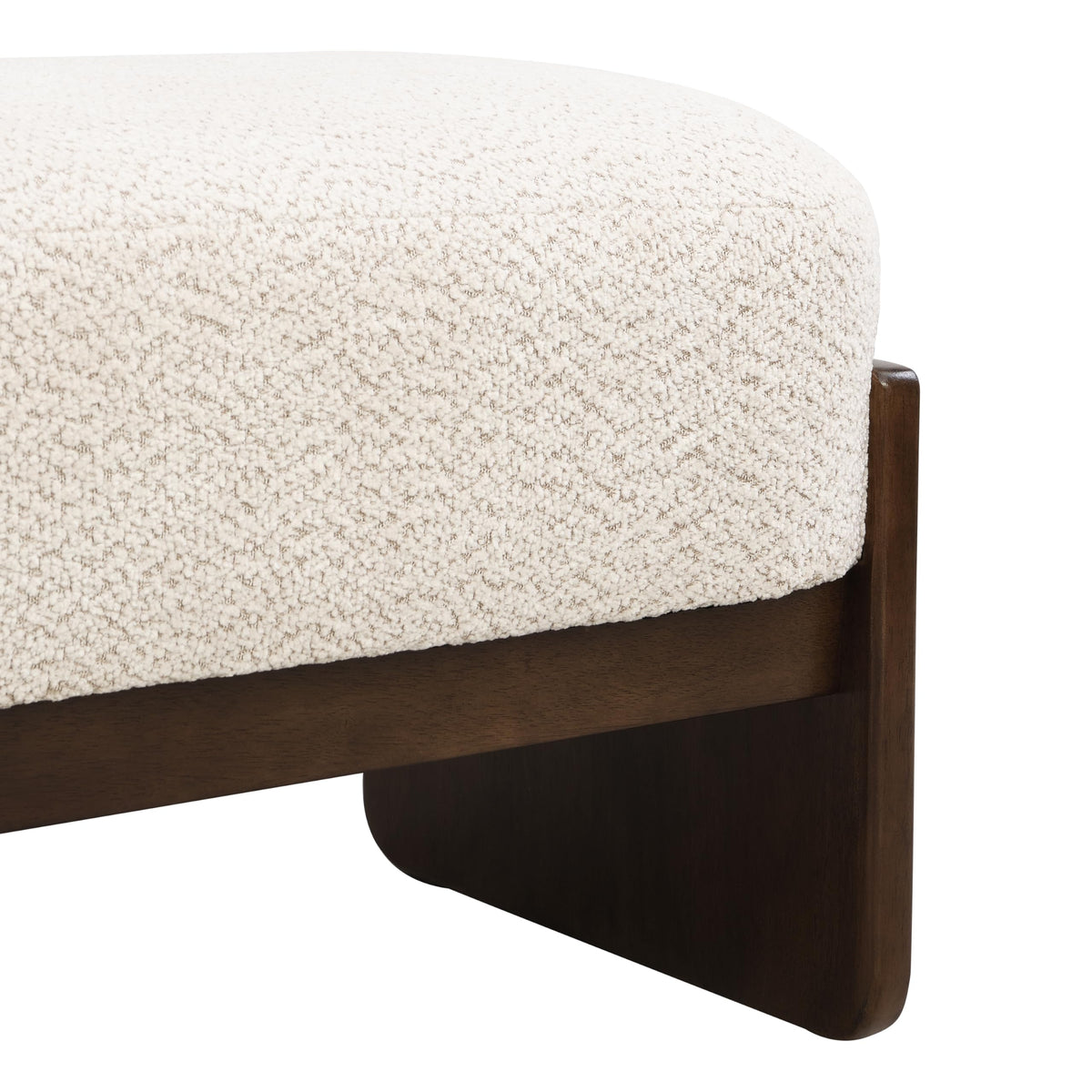Beige Brown Loop Yarn Fabric Ottoman Bench H672861