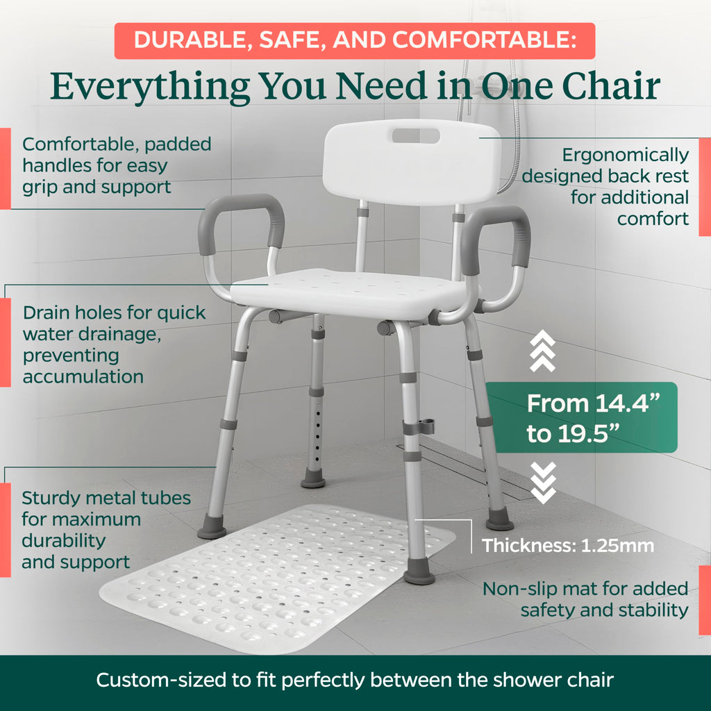 Adjustable Shower Chair with Mat Y12486