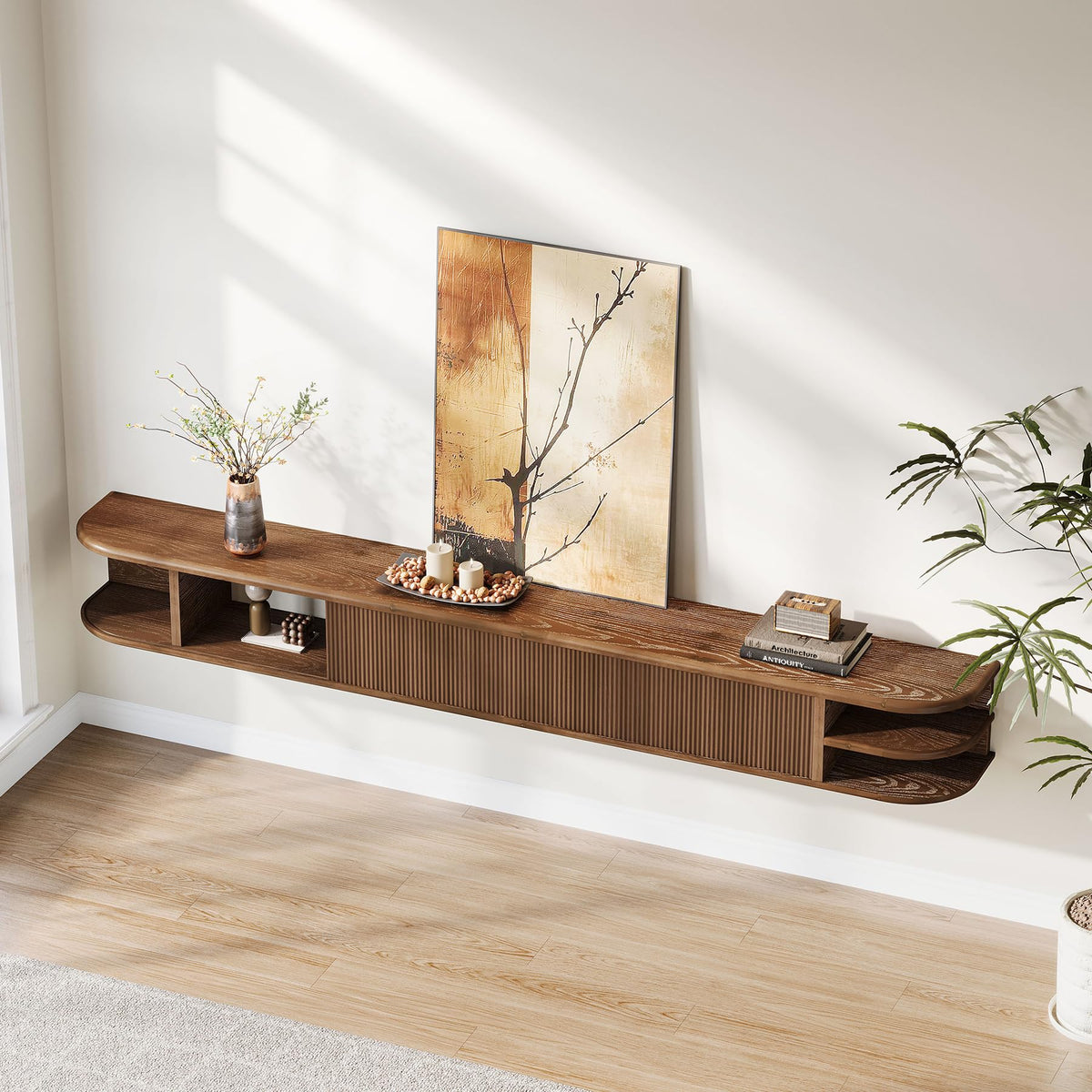 71" Solid Wood Floating TV Stand V778