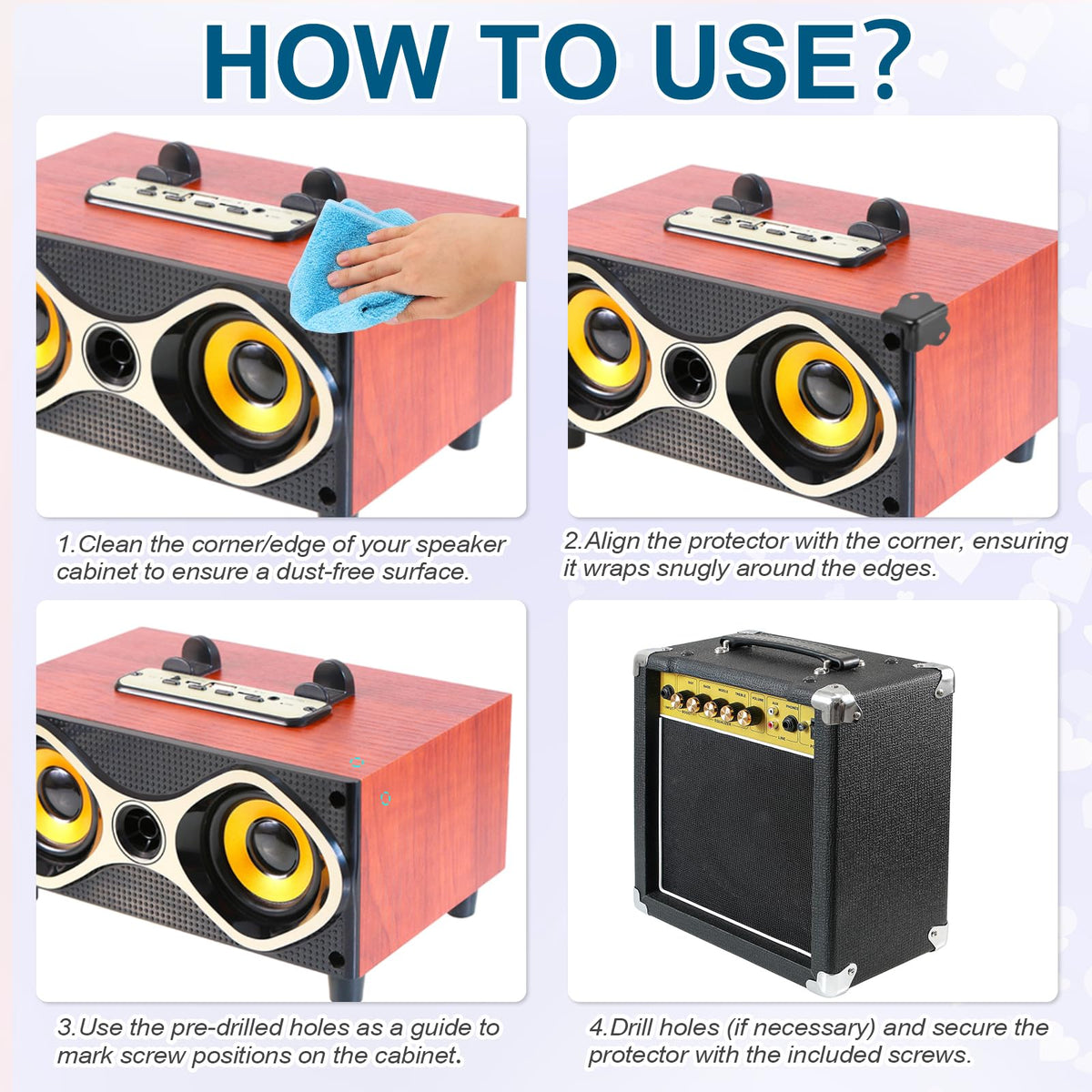 4 Pcs Metal Speaker Cabinet Corners Protector E62706