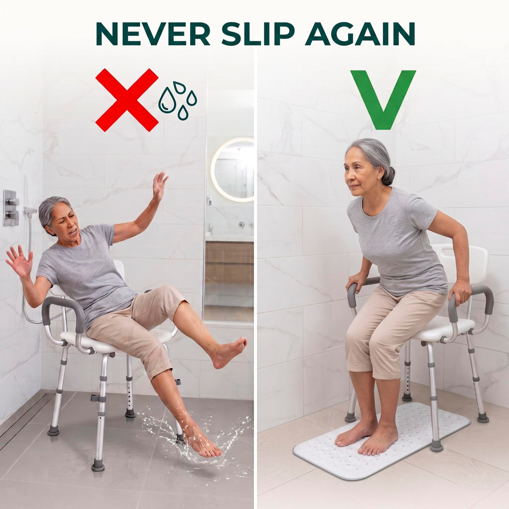 Adjustable Shower Chair with Mat Y12486