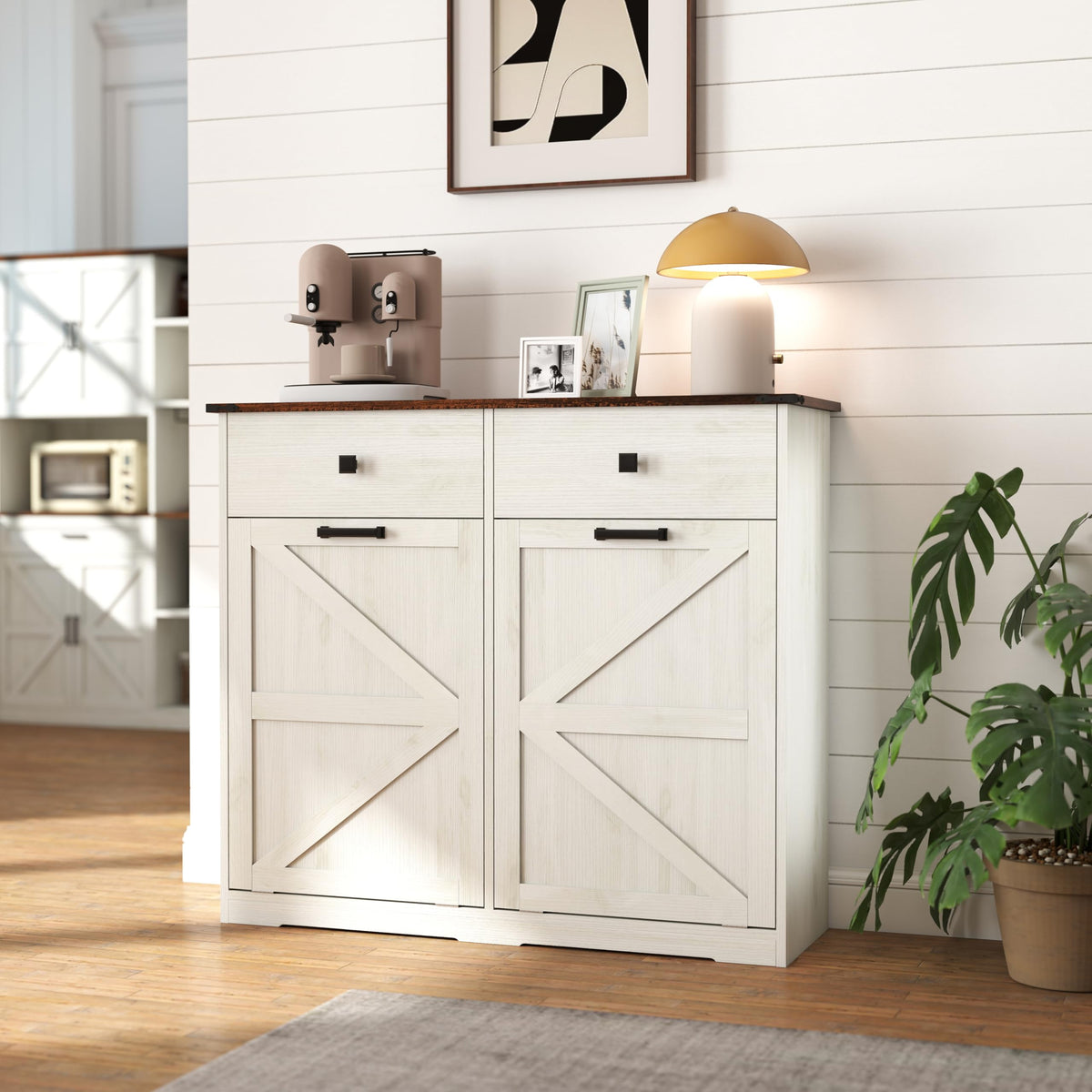 Double Tilt Out Trash Cabinet with Hideaway Drawer N77784