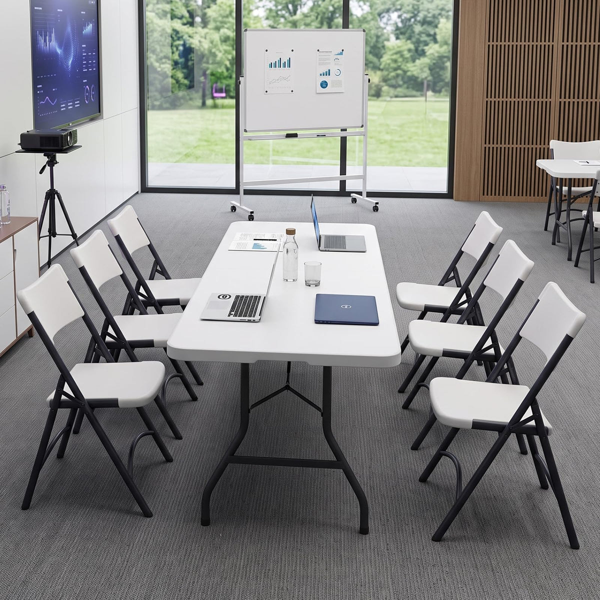 4 Pack White Folding Chair with Steel Frame R15652