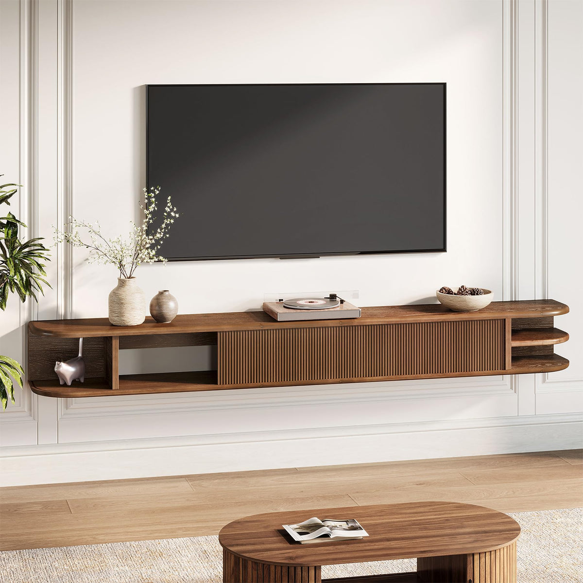 71" Solid Wood Floating TV Stand V778