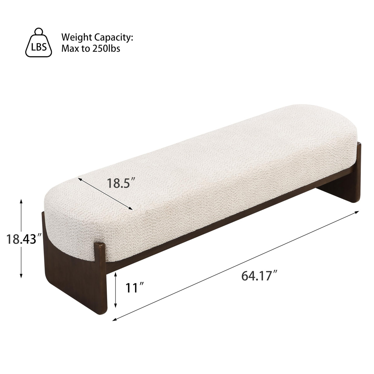 Beige Brown Loop Yarn Fabric Ottoman Bench H672861