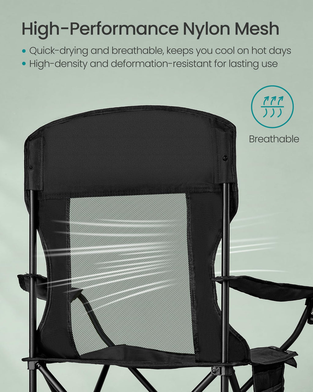 Breathable Camping Chairs, Set of 2, 330 lb Weight Capacity D636271