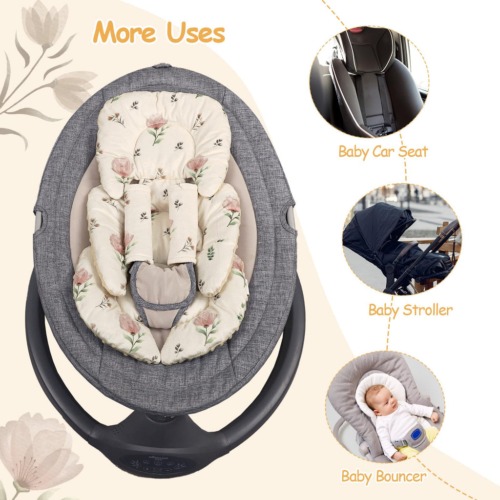 Infant Car Seat Insert with 2 Strap Pads, Reversible Head and Body Support W498