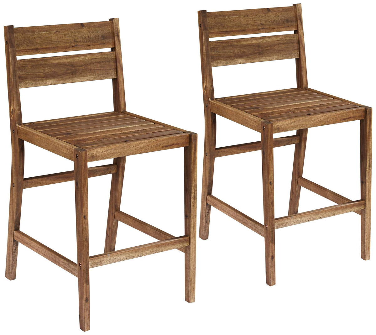 Acacia Wood Outdoor Bar Stools Set of 2 Brown 24" High Z6749