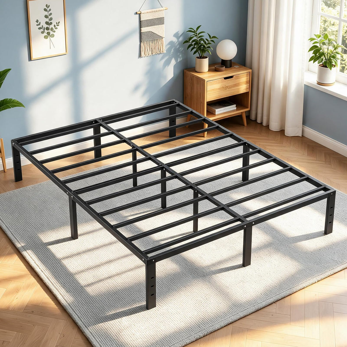 Queen Metal Platform Bed Frame with Storage A9988