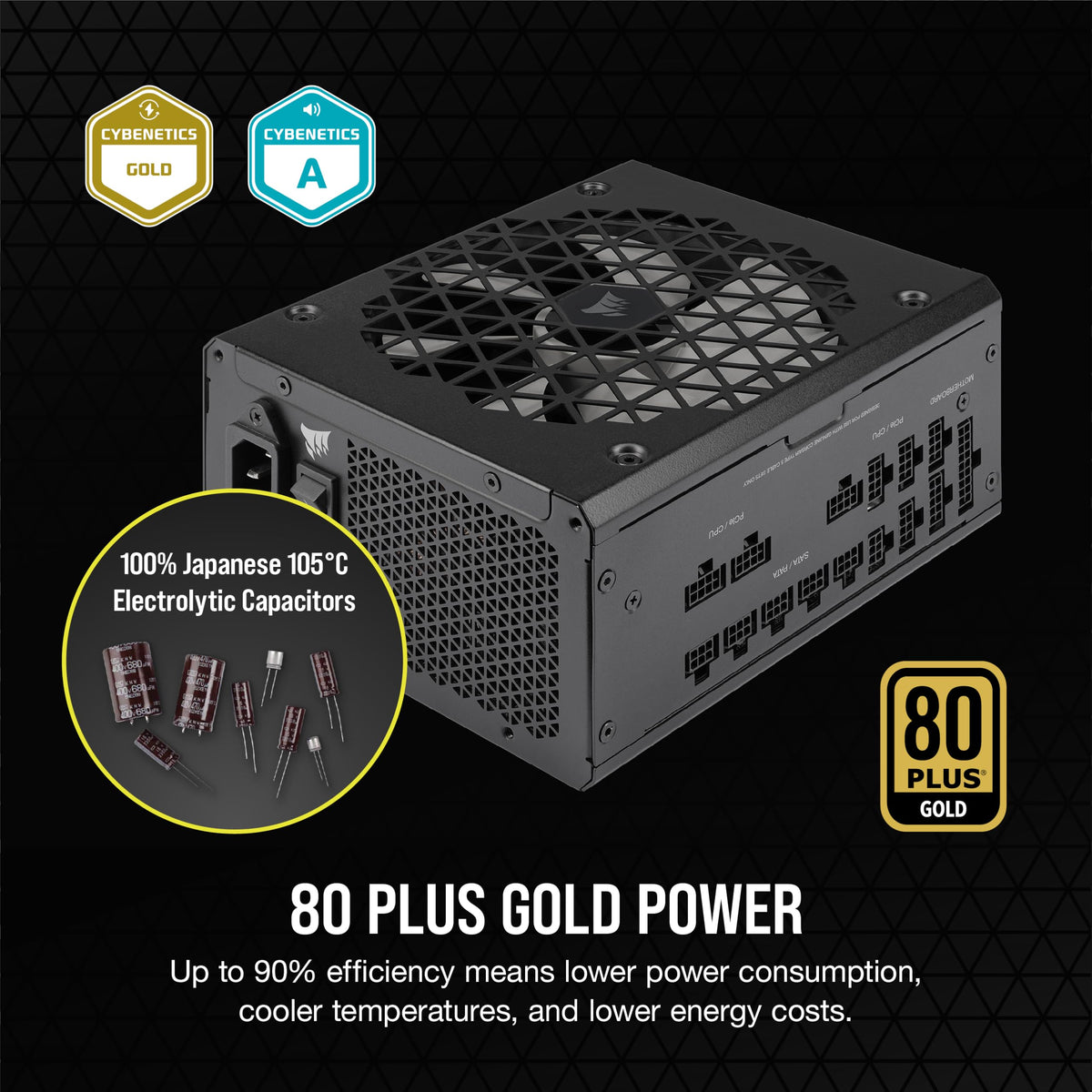 Black ATX 3.1 PCIe 5.1 Power Supply Y95256