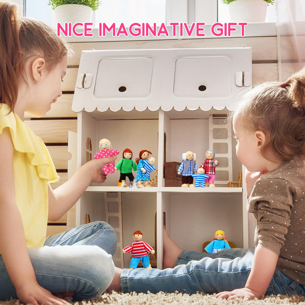 Wooden Dollhouse Family Set Mini People I6872
