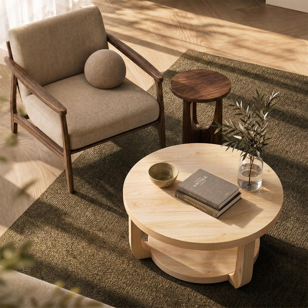 Round 2-Tier Coffee Table with Storage P913