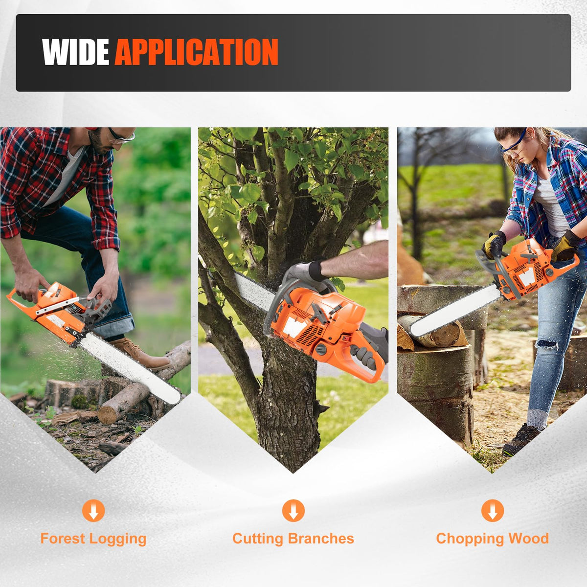 Gas Powered Chainsaw, 71.8cc 2-Stroke, 24 Inch J69339