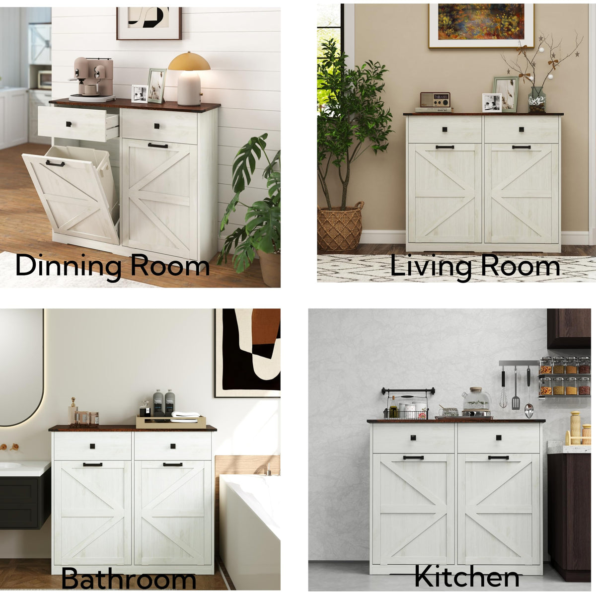 Double Tilt Out Trash Cabinet with Hideaway Drawer N77784