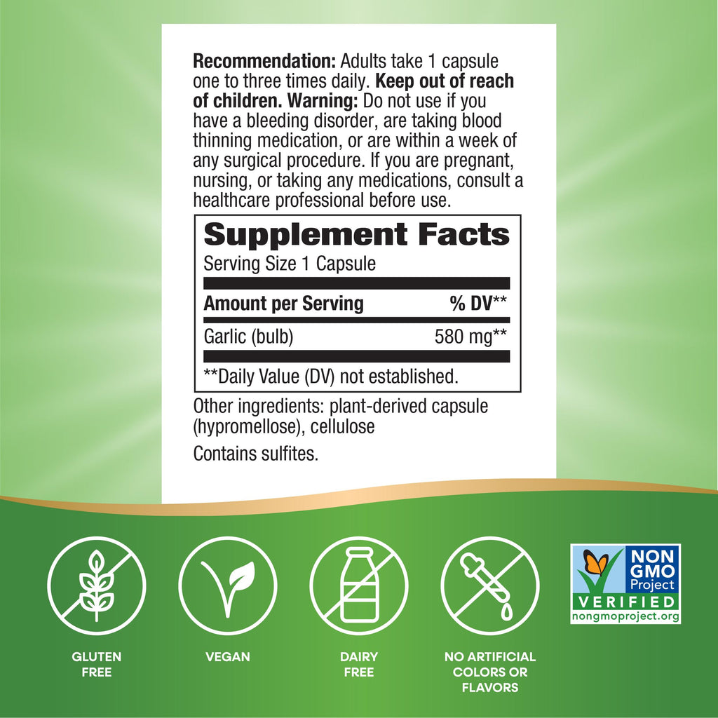 Garlic Bulb Capsules 580mg 100 ct O1772