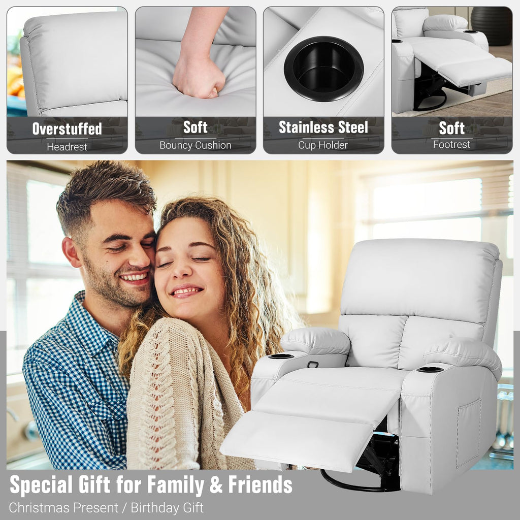 Grey Massage Rocking Recliner Chair with Heat and USB O7087