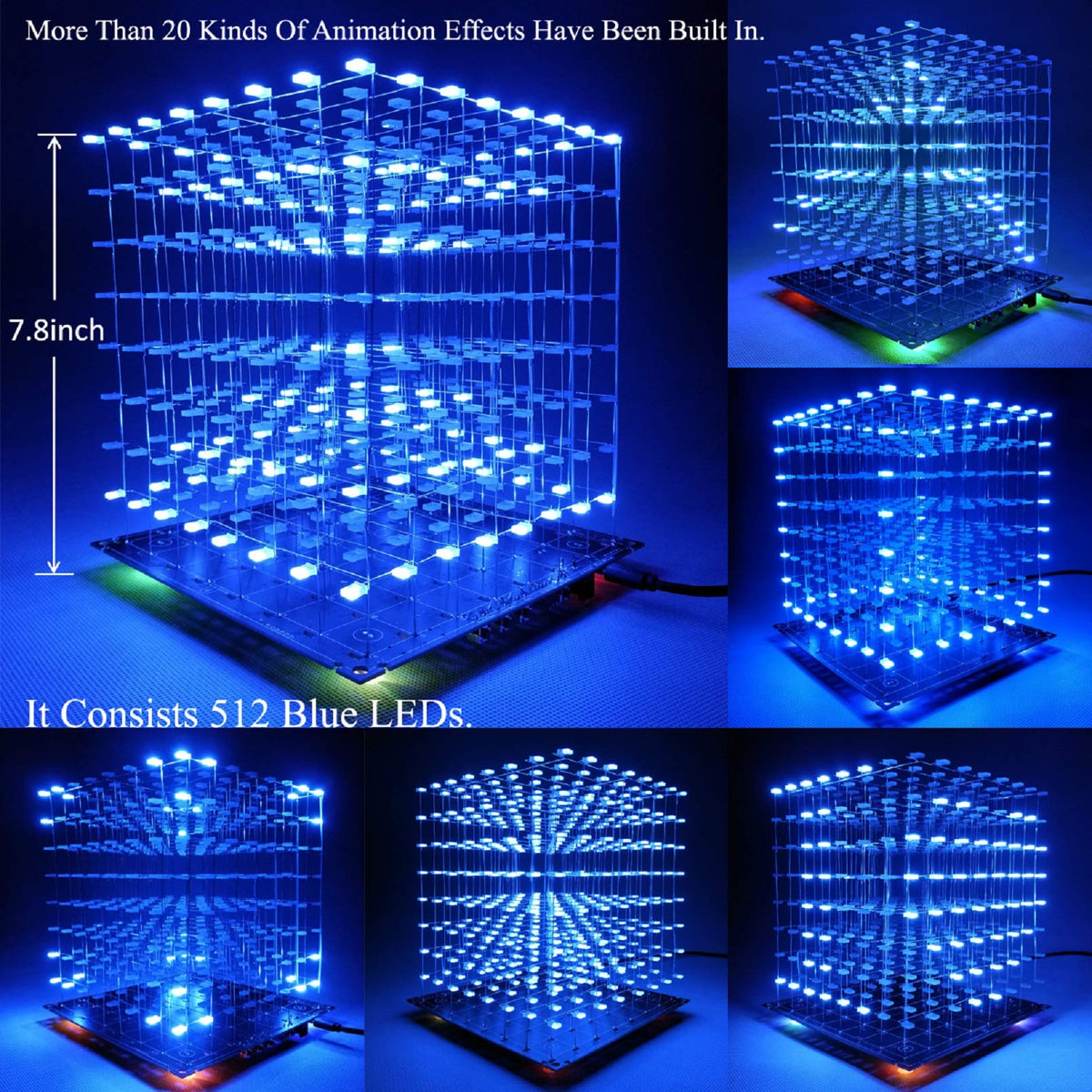 3D Led Cube DIY Electronics Kit 8x8x8 Led Cube DIY Soldering Project Kit P257210