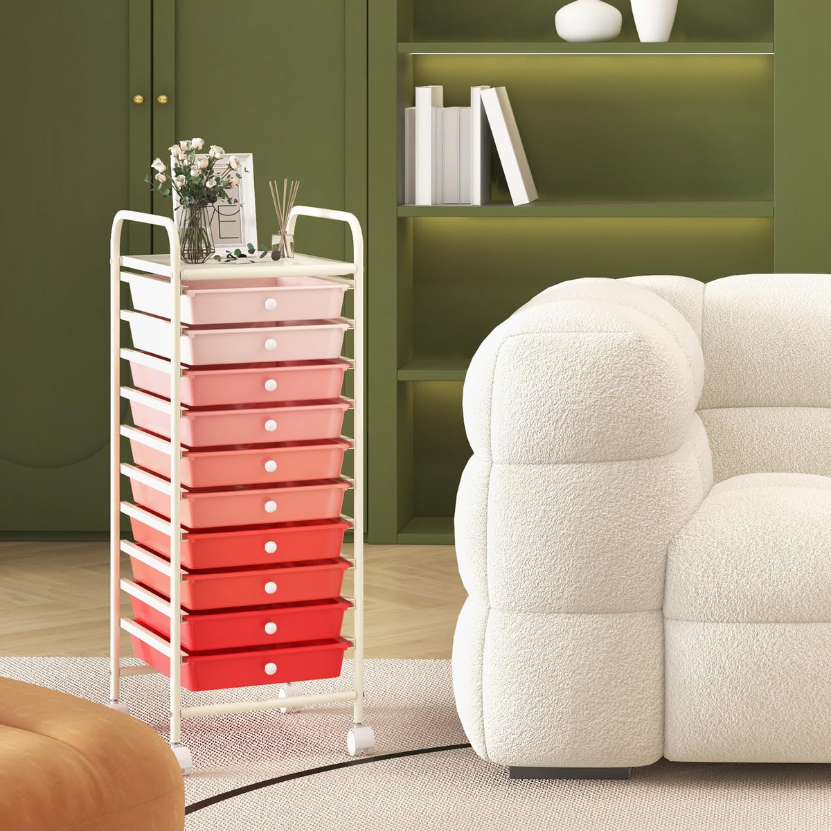 10 Drawer Rolling Storage Cart M84095