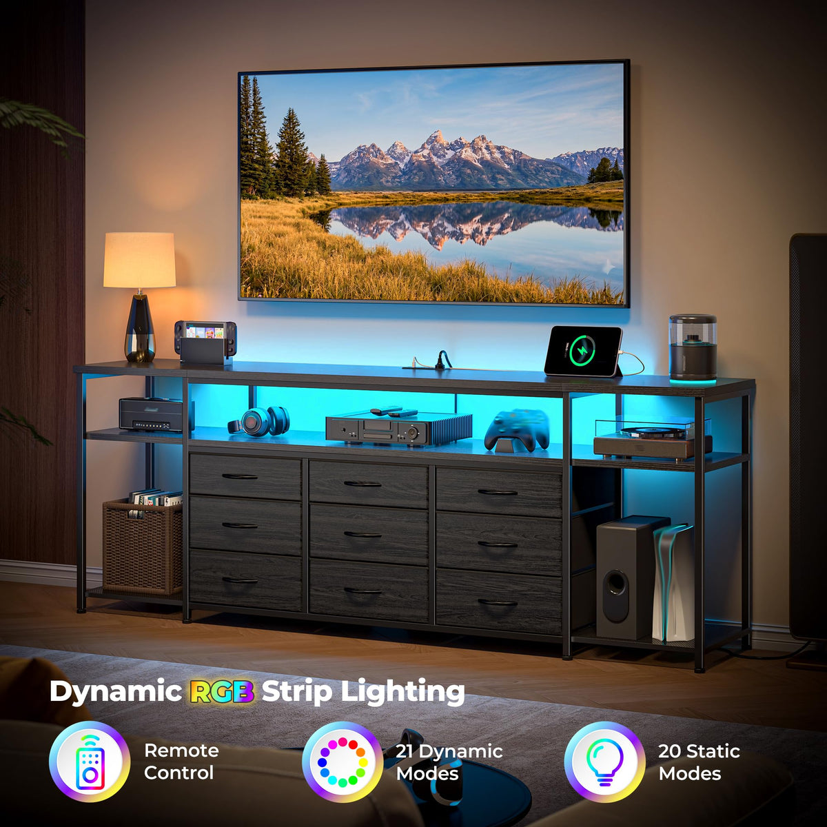 55" W TV Stand with 9 Drawers I565