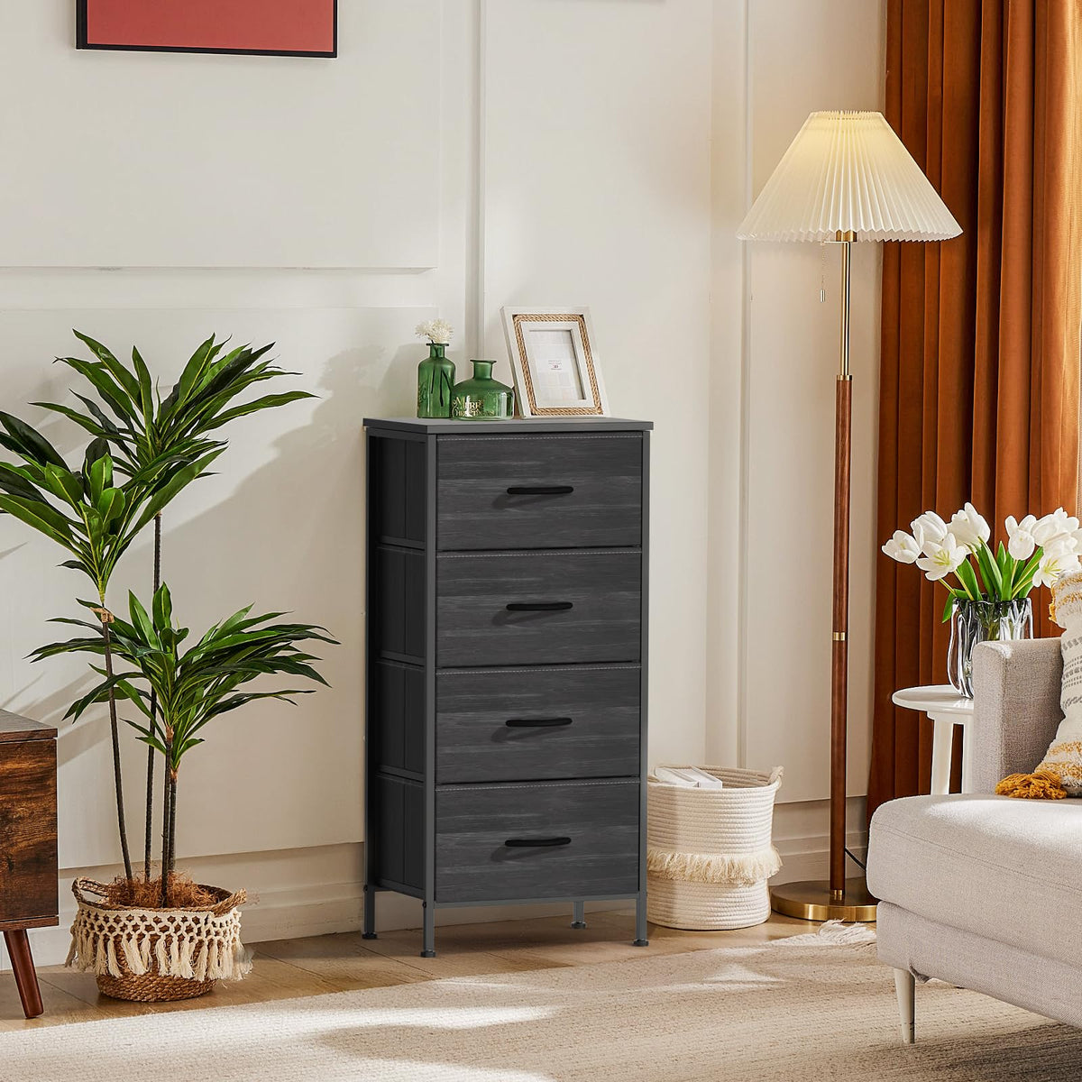 Nightstand with 4 Fabric Drawers B804