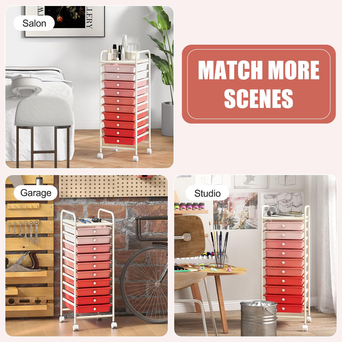 10 Drawer Rolling Storage Cart M84095