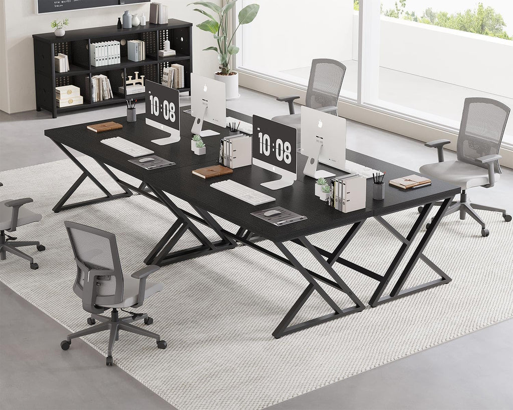 Black 47 Inch Metal and Wood Computer Desk D505