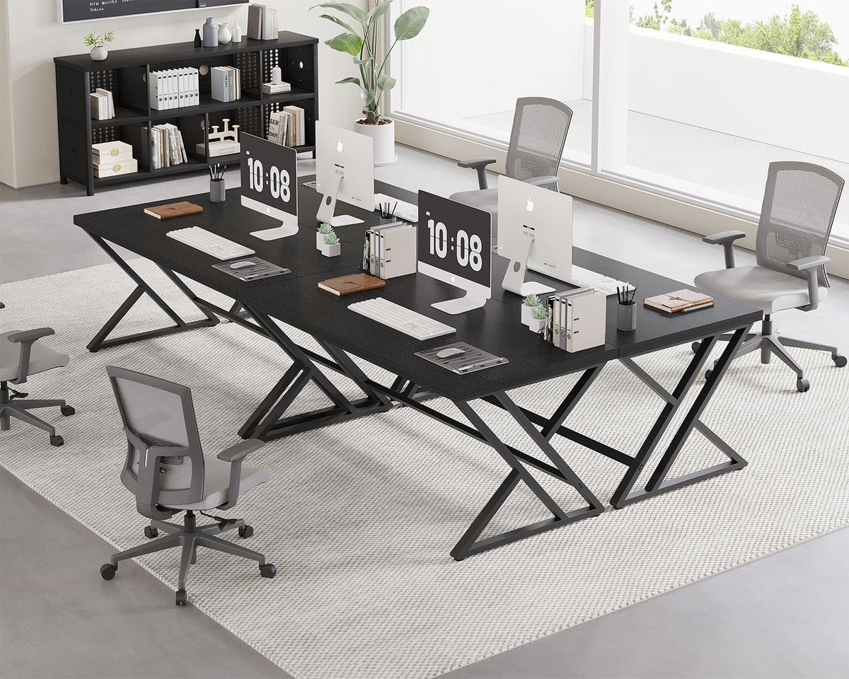Black 47 Inch Metal and Wood Computer Desk D505