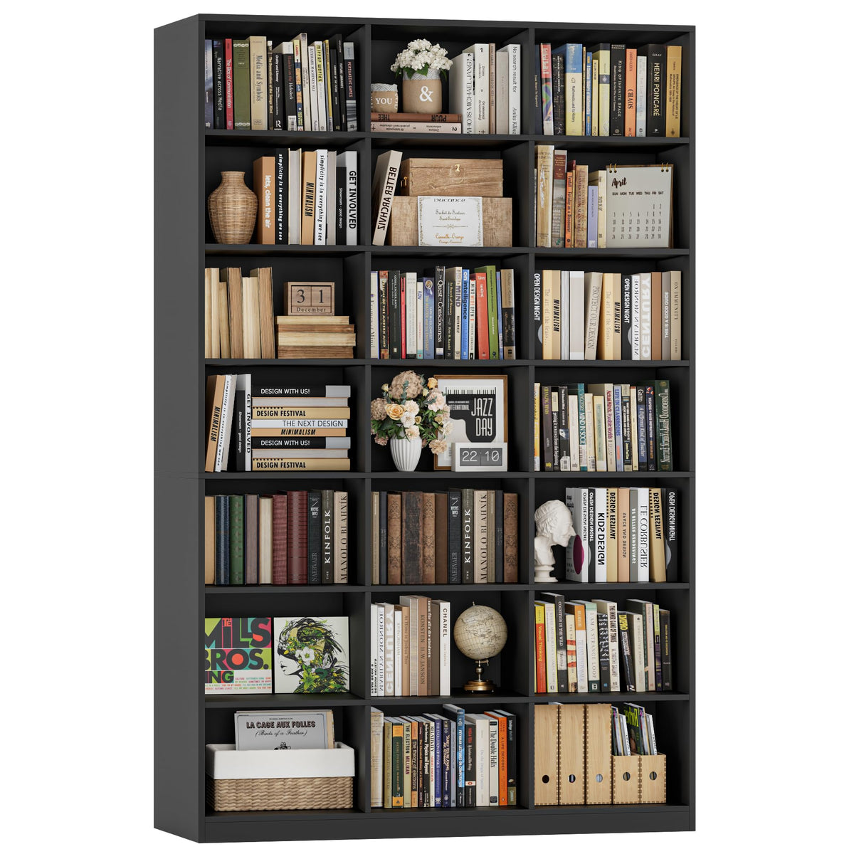 86" Triple Wide Black Bookshelf and Bookcase G688