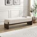 Beige Brown Loop Yarn Fabric Ottoman Bench H672861