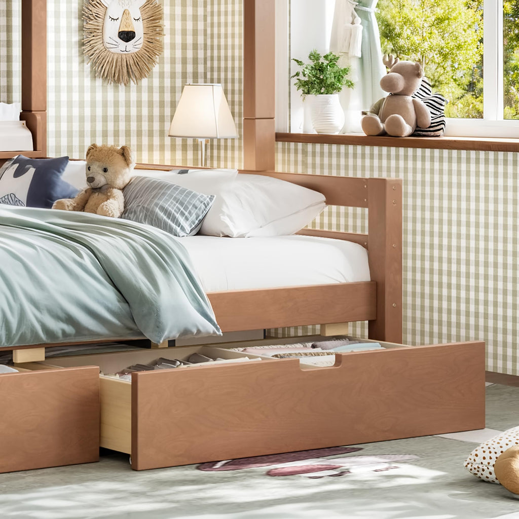 Twin Over Full Size Wooden Bunk Bed with Drawers & Ladder H830493