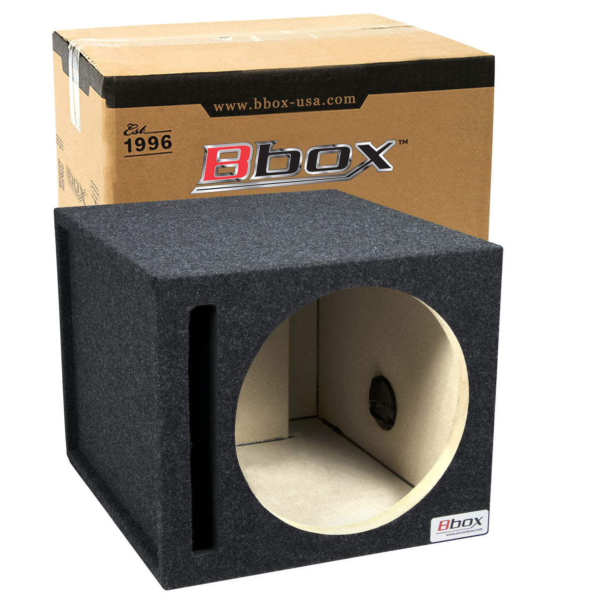 Single Vented 12 Inch Subwoofer Box with Nickel Finish Terminals G909713