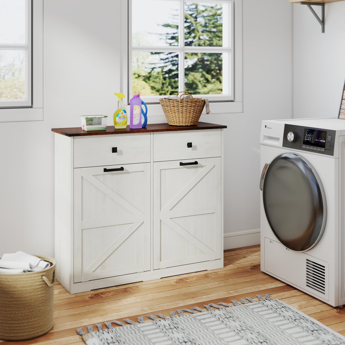 Double Tilt Out Trash Cabinet with Hideaway Drawer N77784