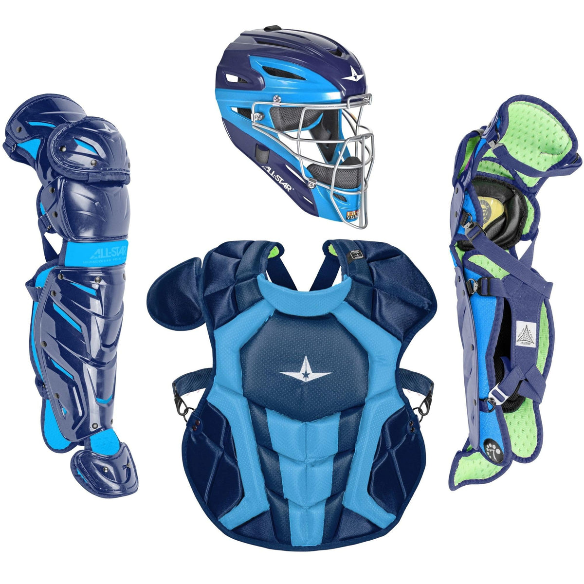Baseball Catching Equipment Kit with Helmet, Chest Protector, Leg Guards H4695
