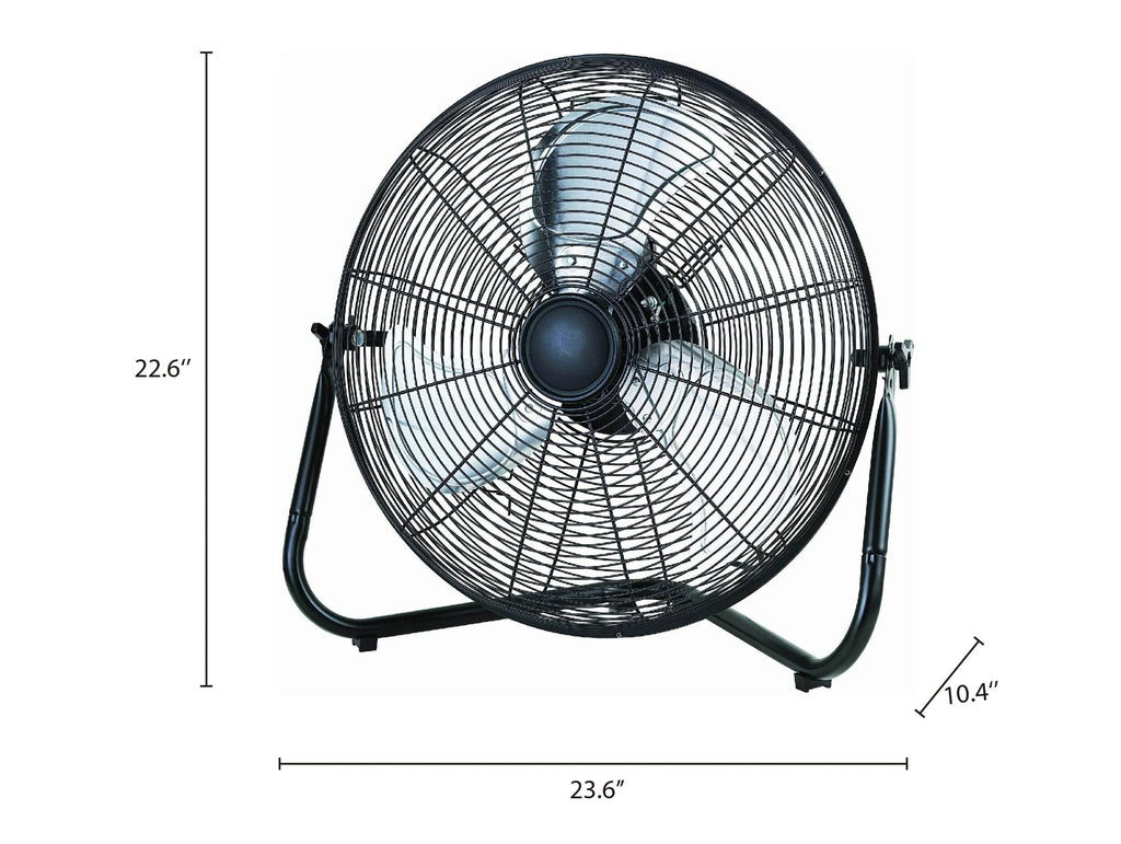 20" 3-Speed Tiltable Black Steel Floor Fan B5674