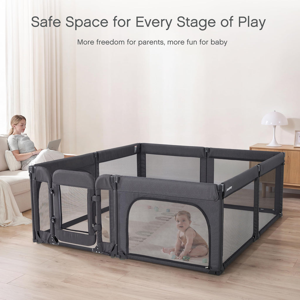 Foldable Adjustable 8-Panel Baby Playpen with Mesh N2552