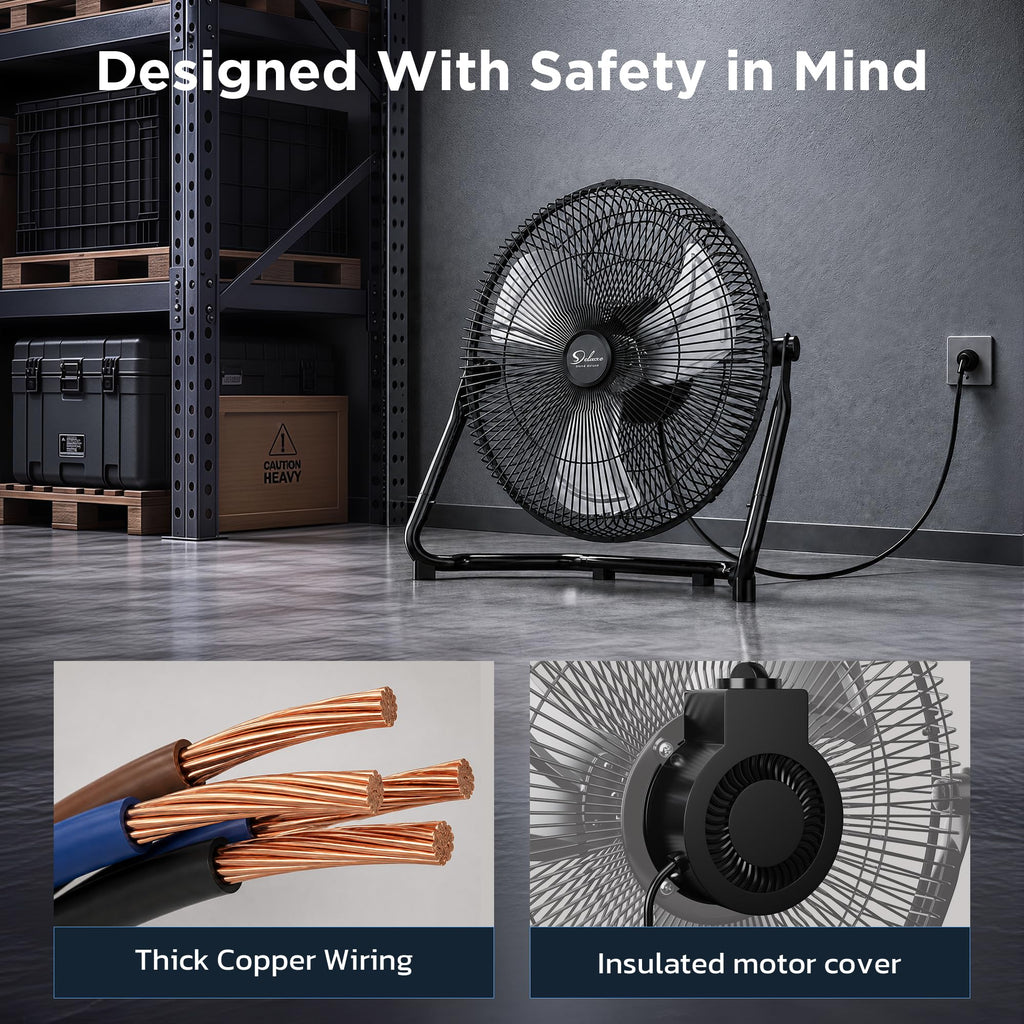 12 Inch 3-Speed Oscillating Metal Floor Fan E694497