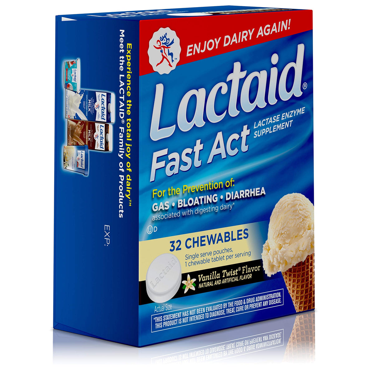 Lactose Intolerance Chewables with Lactase Enzymes, Vanilla Twist, 32 Pks of 1-ct J26459