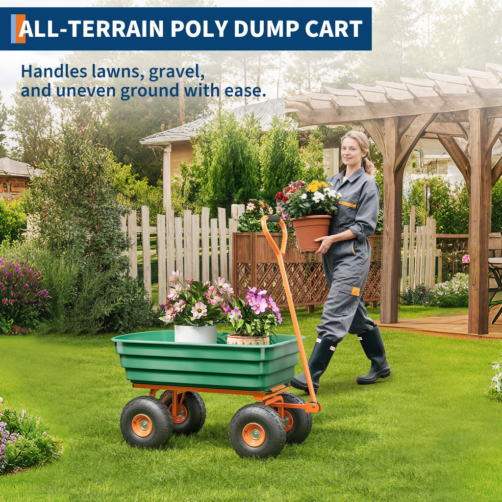 Heavy Duty 4 Cu Ft 1200Lbs Utility Wagon with 10" No-Flat Tires K853